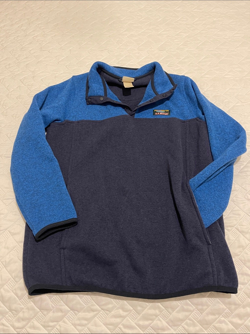 L.L. Bean Blue Two-Tone Fleece Pullover